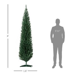 Albero di Natale Artificiale a Forma di Matita Pre-Illuminato da 2,4 m, 618 Rami Realistici, Design Sottile, Base in Plastica, Nessun Montaggio Richiesto - Product Image 6