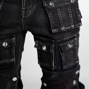 Jeans de Diseñador para Hombre, Corte Slim Fit, al por Mayor, de Alta Calidad, a la Moda, Negros, Estilo Biker, Cintura Media, Ropa Urbana - Product Image 3