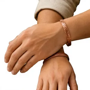 Pure Copper Pebble Hammered <b>Stacked</b> Bangle Therapy <b>Bracelet</b> Fashionable Metal Jewelry Exquisite Design - Product Image 1