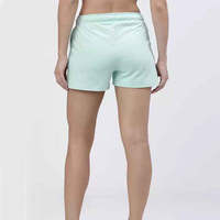 Celana Pendek Wanita Warna Hijau Mint Katun Pinggang Sedang Tali Serut Kasual Regular Fit Warna Solid Rajutan Bernapas