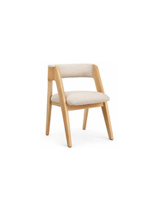 Fauteuil moderne en bois massif avec assise et dossier rembourrés, design scandinave pour salle à manger, café et restaurant - Product Image 1
