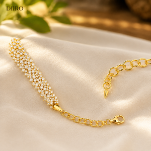 Bracelet chaîne en or jaune vermeil 10K, diamant rond brillant, cadeau de mariage, bijoux en moissanite - Product Image 5