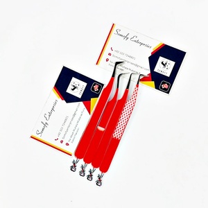 Pince à cils Somofy Enterprises, design inférieur, acier inoxydable rouge, pointe lisse, longueur 10 mm, prise en main parfaite, ensemble de précision personnalisé - Product Image 6