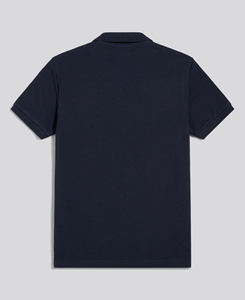 Polo en tricot léger pour homme, bleu marine, manches courtes, avec fermeture éclair, design uni décontracté, respirant, 100% coton, coupe classique - Product Image 2