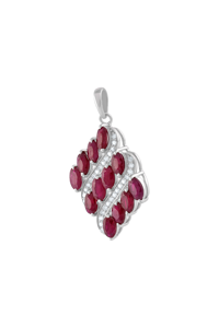 Diamond and <b>Ruby</b> Pendant in 92.5 Sterling Silver KLSP-50478 - Product Image 3