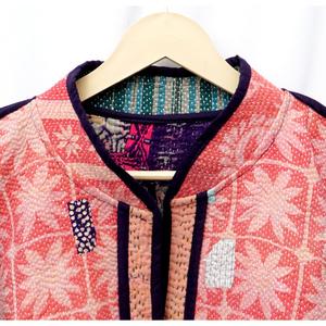 Veste longue Kantha vintage à col mandarin, réversible, en coton matelassé indien fait main, écologique et à séchage rapide, qualité supérieure, vente en gros - Product Image 3