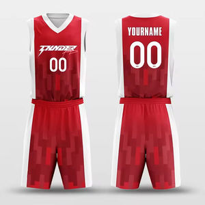 Ensemble de maillots de basket-ball unisexe rouge et vert, col en V, manches longues, respirant, séchage rapide, polyester sublimé, évacuation de l'humidité, athlétique - Product Image 4
