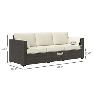 Patio Couch PE Wicker Outdoor <b>Sofa</b> 3 Seater Deep Seating Rattan Furniture with <b>Waterproof</b> Removable Cushions for Balcony Patio - Product Image 3