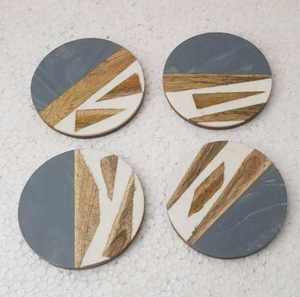 Ensemble de sous-verres en résine et bois de luxe faits à la main de qualité supérieure, 5 pièces avec support, couleur personnalisée, forme rectangulaire, durables, 5 mm/10 mm, napperons de table MN - Product Image 2