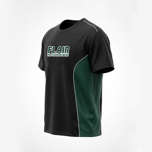Custom Cut and Sew Paneled | Heavyweight <b>Black</b> and Green Mens T-<b>Shirt</b> - Product Image 5