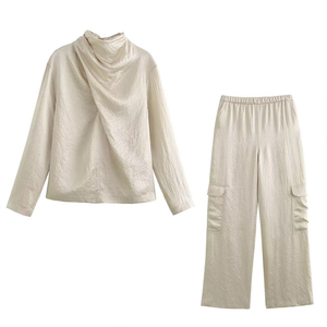 Spring/Autumn New Fashion Solid Color Cargo Pants <b>Retro</b> Elastic Waist Casual Women's Long Pants - Product Image 3