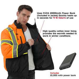 Chaqueta de Trabajo de Alta Visibilidad para Hombre, Reflectante, de Poliéster, Impermeable, Resistente al Viento, Uniforme de Seguridad con Capucha Desmontable - Product Image 4