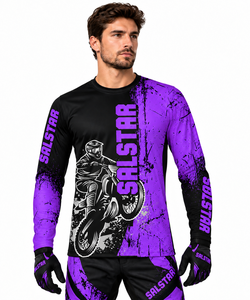 Ensemble maillot et pantalon de motocross personnalisé par sublimation, violet, équipement de course moto, vêtements de motocross, vêtements de sport OEM/ODM - Product Image 1
