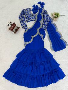 Confeccionado con Nuestra Propia Tela de Imitación de Georgette, que Brilla en Cada Pliegue, con Elegante Bordado de Hilos - Product Image 5