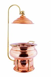 Luxury Hand-Hammered Copper Dome <b>Buffet</b> <b>Server</b> Roll Top Soup Station with Wrought Iron Frame Professional Catering Chafing Dish - Product Image 3
