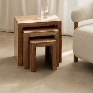 Vandana Terra Lyra Rectangular <b>nesting</b> side <b>tables</b> in Woodsen mango wood - Product Image 1