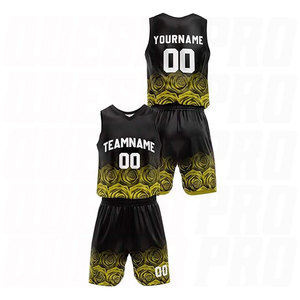 ชุดบาสเก็ตบอลแบบกลับด้านได้ สีเหลืองกุหลาบ แบบสั่งทำพิเศษ พร้อมชื่อและหมายเลขส่วนตัว ชุดเสื้อและกางเกงบาสเก็ตบอลแบบซับลิเมชั่นสำหรับทีม - Product Image 2