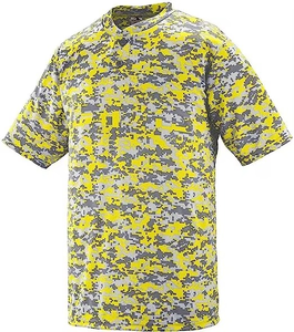 เสื้อเบสบอลคุณภาพสูงแบบสองกระดุม ลายพราง พิมพ์ลายด้วยความร้อน โพลีเอสเตอร์ 100% สำหรับผู้ใหญ่ แบบยูนิเซ็กส์ คอกลม แขนสั้น เหมาะสำหรับฝึกซ้อมซอฟต์บอล - Product Image 4