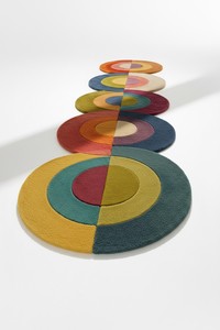 Alfombra de Pasillo Moderna de Estilo Abstracto con Burbujas Coloridas, 100% Lana de Nueva Zelanda, Hecha a Mano, con Círculos Geométricos Superpuestos - Product Image 3