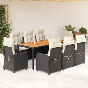 Set da Pranzo da Giardino in Rattan Bianco Crema e Nero per 8 Persone, Arredamento da Esterno Resistente alle Intemperie dal Design Contemporaneo - Product Image 1