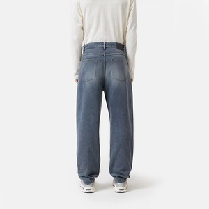 Custom Mens Straight Leg <b>Jeans</b> Washed Denim Pants Mid Rise Regular Fit Clean Vintage Fade for Casual <b>Work</b> Daily Wear - Product Image 3