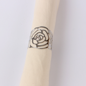 Rose Flower Napkin Ring Holder Decorative Metal Napkin Buckle for <b>Dining</b> <b>Table</b> Wedding Hotel Banquet Bulk Supply - Product Image 3