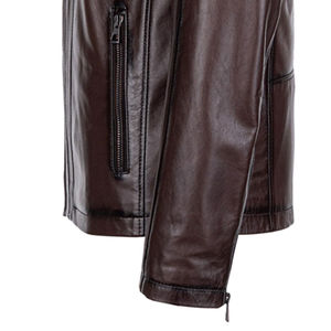 Veste d'hiver en cuir véritable pour homme, fermeture éclair, doublure chaude, vêtements décontractés, streetwear tendance, qualité supérieure, logo personnalisé OEM - Product Image 6