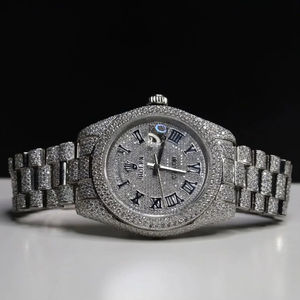 Reloj de Diamantes Blancos con Incrustaciones de Moissanita, el Más Vendido, para Eventos Empresariales o Formales, Disponible a Precio de Fábrica - Product Image 1