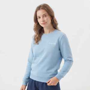เสื้อสเวตเชิ้ตคอกลมสีฟ้าอ่อนสำหรับผู้หญิง พิมพ์ลายตัวอักษรตามสั่ง ทรงปกติ ผ้าฝ้ายถัก ใส่ได้ในฤดูใบไม้ร่วง - Product Image 1