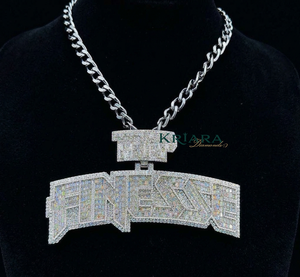 Men's Hip Hop Moissanite <b>Pendant</b> Rhodium Plated 925 Silver Letter Finesse Charm Channel Setting Everyday Wear - Product Image 2
