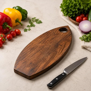 Tabla de cortar rectangular de madera ecológica hecha a mano con mango, 1.5 cm de grosor, tabla de picar con acabado liso y veta natural, bandeja para servir - Product Image 3