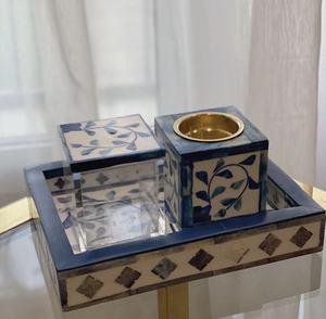 Ensemble d'encens Bakhoor en résine et os incrusté, best-seller, avec boîte et plateau en acrylique, tendance Ramadan Eid, Mubkhar pour table - Product Image 1