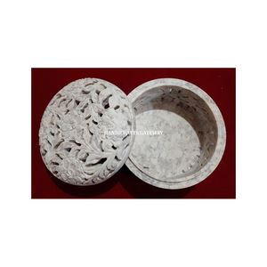 Beau produit de cadeau Boîtes de sculpture à la main en stéatite Boîte sculptée en pierre naturelle avec affichage de bijoux Boîtes à bijoux de décoration - Product Image 5