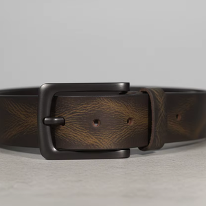ขายส่งเข็มขัดหนังแท้วินเทจสำหรับผู้ชายพร้อมหัวเข็มขัดโลหะสีเข้ม | Divine internal - Product Image 1