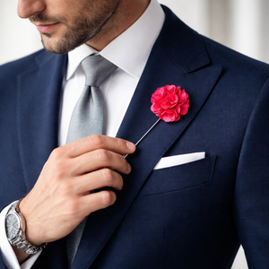 Elegante Pin de Solapa con Flor para Hombre |   Broche de Metal Esmaltado Duradero para Boutonnière |   Flor de solapa para traje de novio, pin para blazer de fiesta - Product Image 3