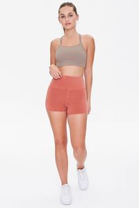 Conjunto Deportivo de Punto para Mujer, Top Corto y Pantalones Cortos por Encima de la Rodilla, Color Sólido, Transpirable, para Gimnasio, Yoga - Product Image 3