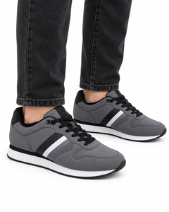 Zapatillas Deportivas Grises con Cordones para Hombre, Ligeras, Transpirables, de Microfibra, Casuales - Product Image 1