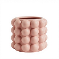 Pot de fleurs en céramique rose texturé à bulles, pot à plantes moderne décoratif pour la maison, table, plantes d'intérieur