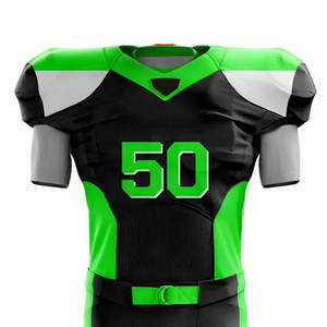 Unisex American Football Jersey Set Black Green 50 Sublimated V-Neck <b>Short</b> Sleeve Moisture Wicking Fitted <b>Mesh</b> Uniform 100% - Product Image 6