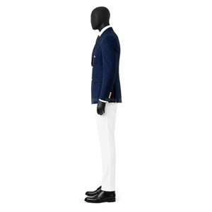 Blazer à double boutonnage rayé bleu marine fait main pour homme |   Veste de costume à boutons dorés |   Manteau de cérémonie pour mariage, affaires ou bal de promo - Product Image 4