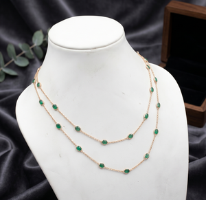 Collar de Plata de Ley 925 con Esmeralda Natural y Baño de Oro Rosa, Hecho a Mano, Moderno, para Mujer, Regalo para Bodas y Fiestas - Product Image 6