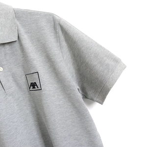 Polo à manches courtes gris pour homme en tissu Oxford de coton avec logo brodé sur le devant, coupe décontractée, longueur normale, respirant - Product Image 4