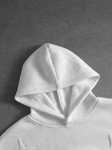 Unisex <b>White</b> Oversized Embroidered Breathable Winter Pullover <b>Hoodie</b> Cotton Fleece Blank Casual Streetwear - Product Image 6