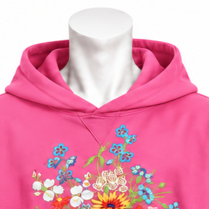<b>Pink</b> Bouquet Flowers Hoodie Colorful Floral Embroidery Pullover <b>Sweatshirt</b> Kangaroo Pocket Oversized Fashion Casual Streetwear - Product Image 3