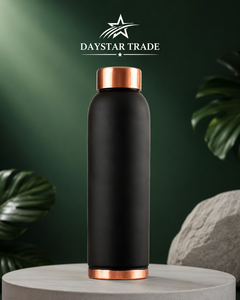 Bouteille d'eau en cuivre Daystar Trade avec couvercle en cuivre noir, design classique écologique, portable, pour usage extérieur, 34 oz - Product Image 1