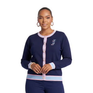 Cardigan brodé Jack and Jill pour femme, bleu marine, en maille, boutonné devant, élégant, doux, stylé, décontracté, pièce à superposer - Product Image 4