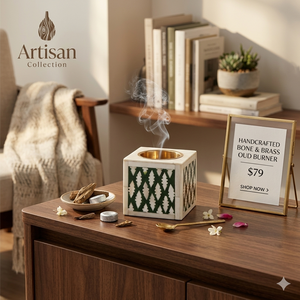 Brûleur d'encens en bois d'agar arabe fait main, porte-bakhoor de luxe pour la décoration de la maison islamique et les rituels parfumés - Product Image 1