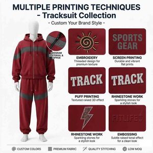 Custom Men's Cotton Sportswear Suit Vintage Winter Athletic Tracksuit - Product Image 4