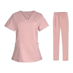 Unisex <b>Doctor</b> Satin Comfortable Breathable Nursing Scrubs Uniform <b>Set</b> Wholesale OEM Service Stretch Scrubs <b>Set</b> - Product Image 2