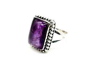 Bague unisexe tendance de créateur, faite à la main, en argent sterling 925 massif avec pierre d'améthyste naturelle, bijoux de mariage raffinés, prix d'usine - Product Image 2